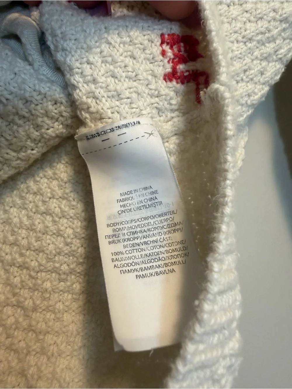 Ralph Lauren Cream Hooded Knit Cardigan with Red Heart & Bear Patch